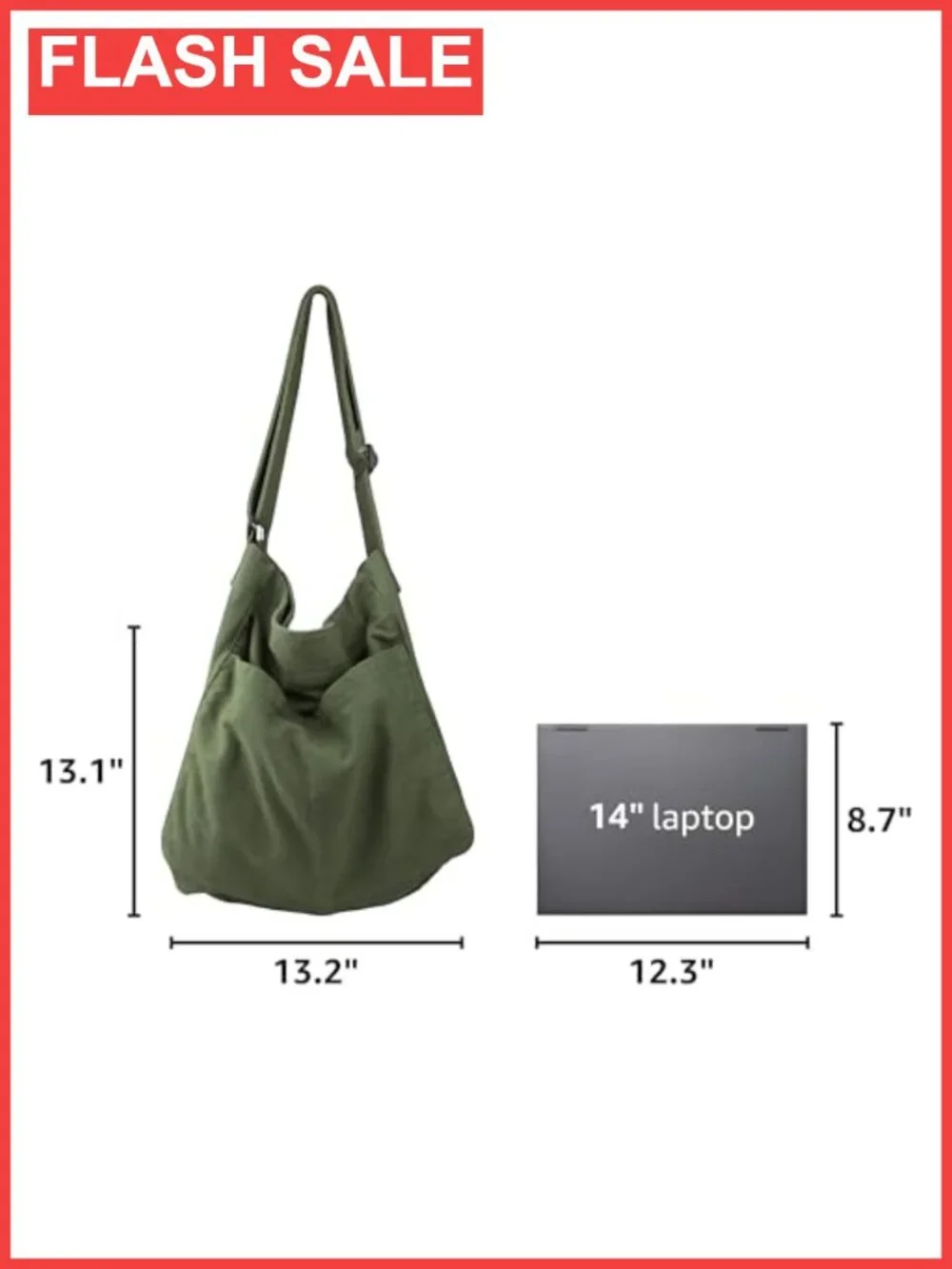 Canvas Hobo Crossbody Shoulder Tote Bag Multi-Pocket Casual Purse Messenger